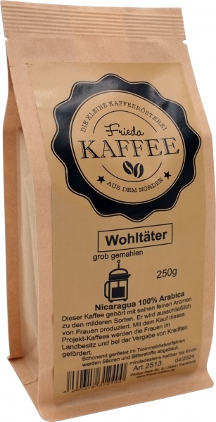 Nicaragua - 250g - grob gemahlen für Stempelkanne/French Press